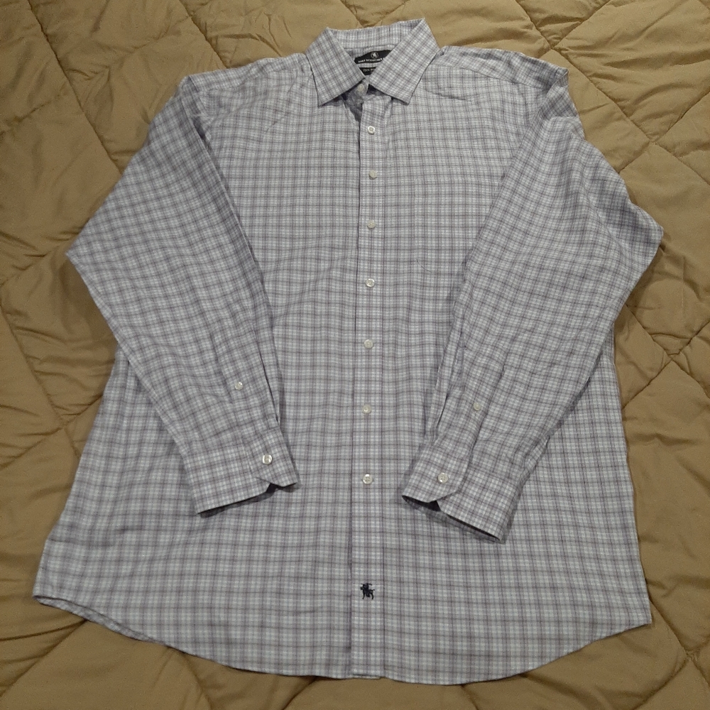 Mens Hart Schaffner Marx Designer Woven Knit Spread Collar Shirt 16.5 / 35